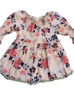 Matilda Jane Girls Great Delight Floral Rayon Pink Tunic Top Size 6 Flawed